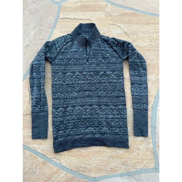 Lululemon Rest Less 1/4 Zip Top Size 6 ? Heathered Slate Patterned MF - Picture 1 of 5